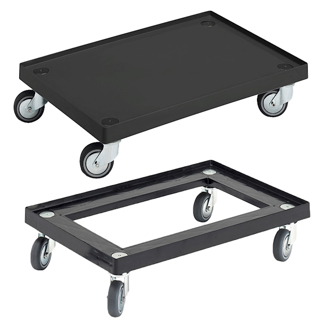 Transport dolly 600x400mm ABS grey, solid